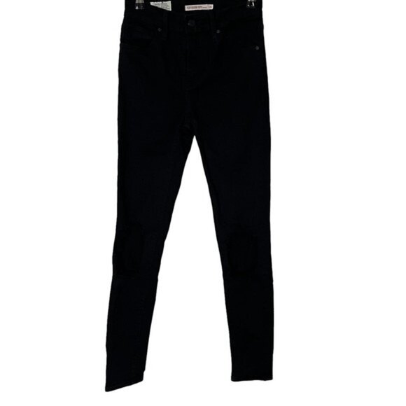 Levi’s 721 High Rise Skinny Jeans Black Ripped Women’s Size 25 Distressed Fit - Picture 2 of 15